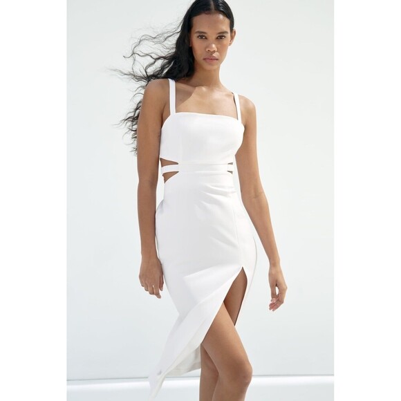 ZARA CUT OUT MIDI DRESS XS - Picture 1 of 10